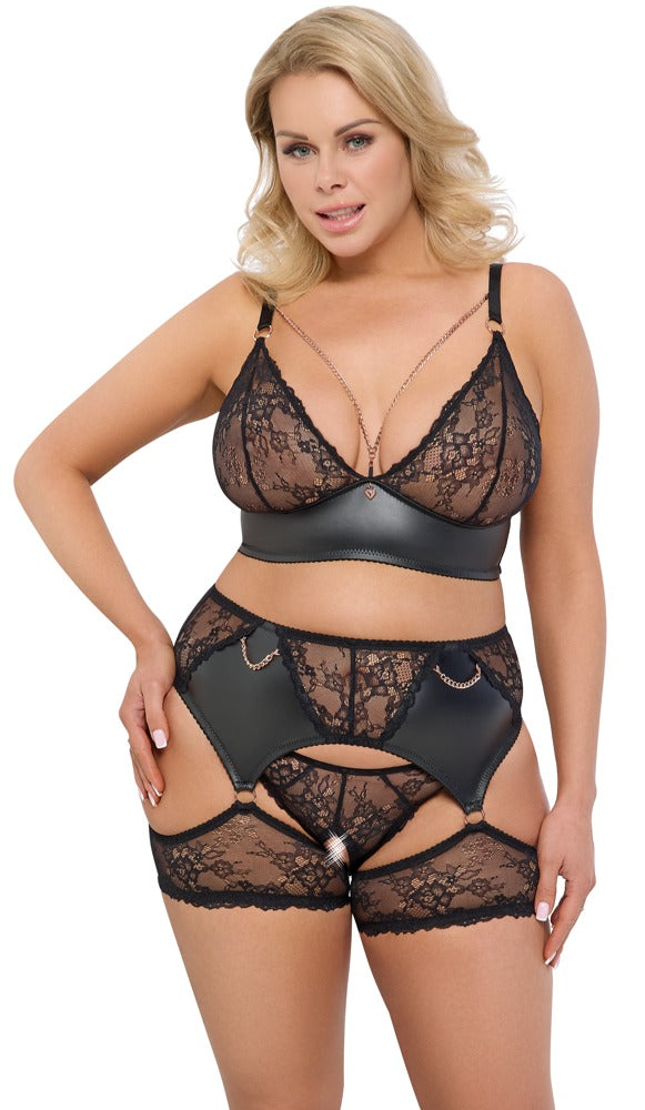Cottelli - Spitzen-Set mit Soft-BH und Slip ouvert