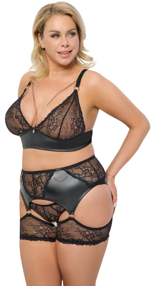 Cottelli - Spitzen-Set mit Soft-BH und Slip ouvert
