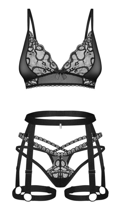 Obsessive - Set Blomentis 2 - Soft-BH, Straps-Harness und String im Set