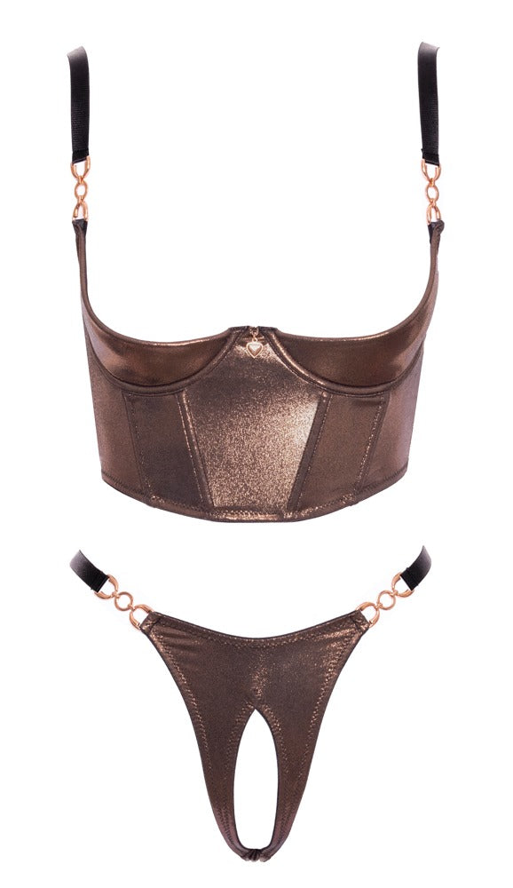 Abierta Fina - Ouvert-Set mit Hebe-BH & Riostring