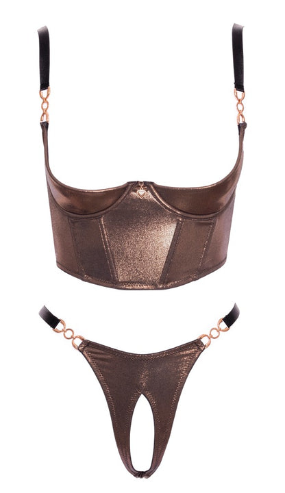 Abierta Fina - Ouvert-Set mit Hebe-BH & Riostring