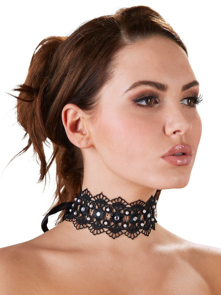 Cottelli - Stickereihalsband mit Strass