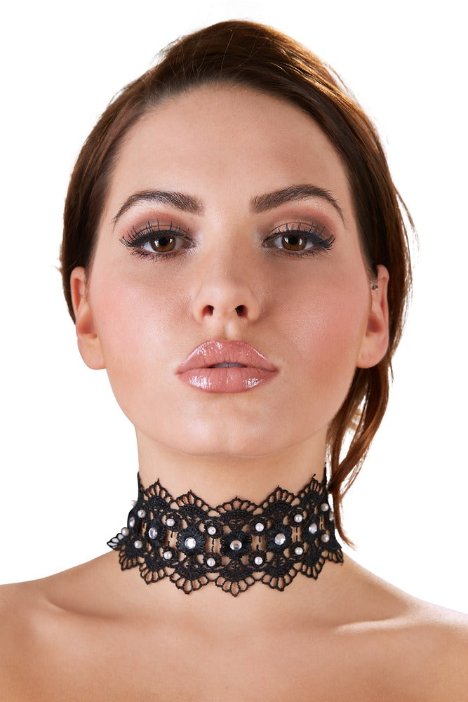 Cottelli - Stickereihalsband mit Strass