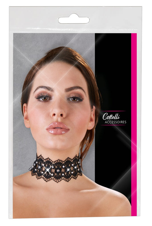 Cottelli - Stickereihalsband mit Strass