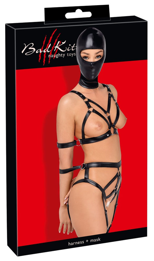 Bad Kitty - Riemen-Set mit Fesseln & Kopfmaske