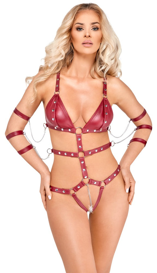 Bad Kitty - Mattlook-Bondage-Body mit Öffnungscups & Fesselriemen