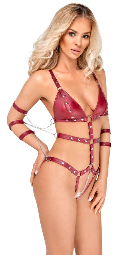 Bad Kitty - Mattlook-Bondage-Body mit Öffnungscups & Fesselriemen