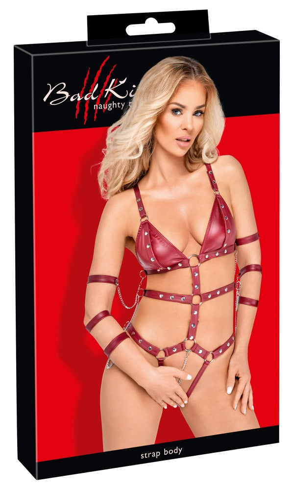 Bad Kitty - Mattlook-Bondage-Body mit Öffnungscups & Fesselriemen