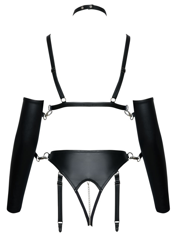 Bad Kitty - Bondage-Set im Mattlook mit offenem BH, Slip & Fesseln