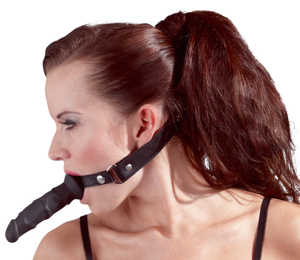 fetish Collection - Knebel mit Dildo aus Lederimitat