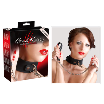 Bad Kitty - Silikon-Halsband mit verstellbaren Riemen & Leine
