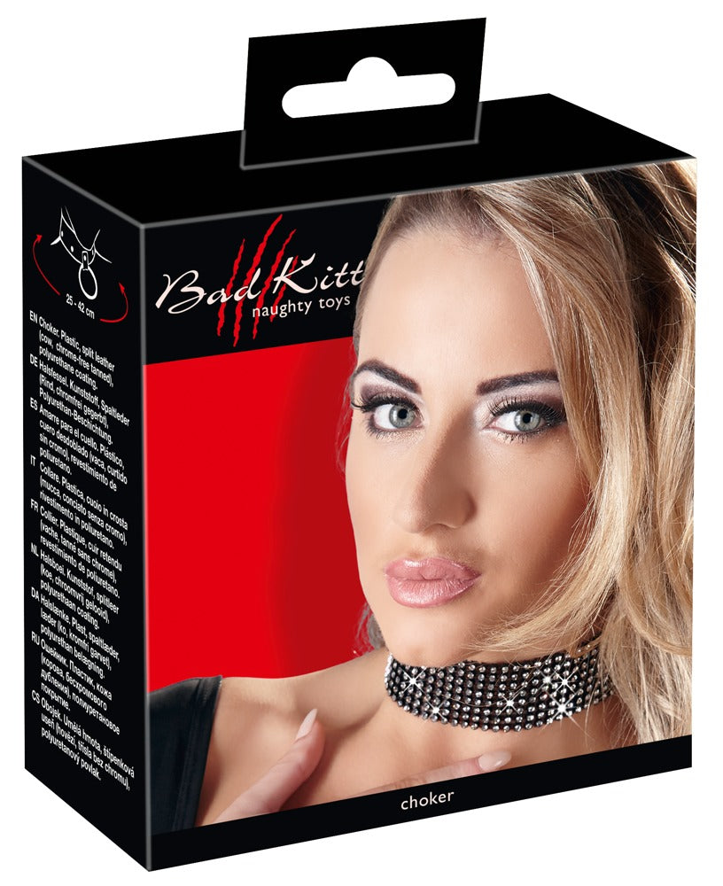 Bad Kitty - BDSM Halsband mit Strassfront