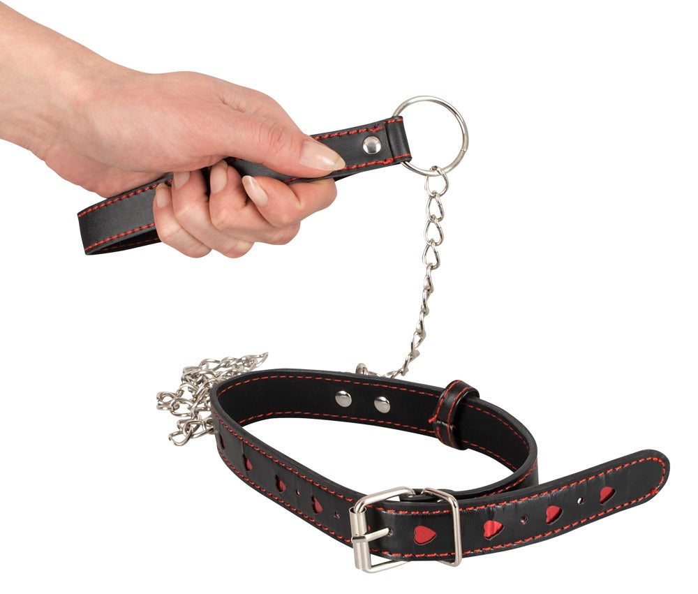 Bad Kitty - Bondage-Halsfessel mit Herzdesign mit Kettenleine