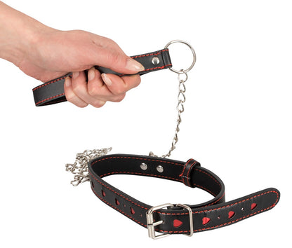 Bad Kitty - Bondage-Halsfessel mit Herzdesign mit Kettenleine
