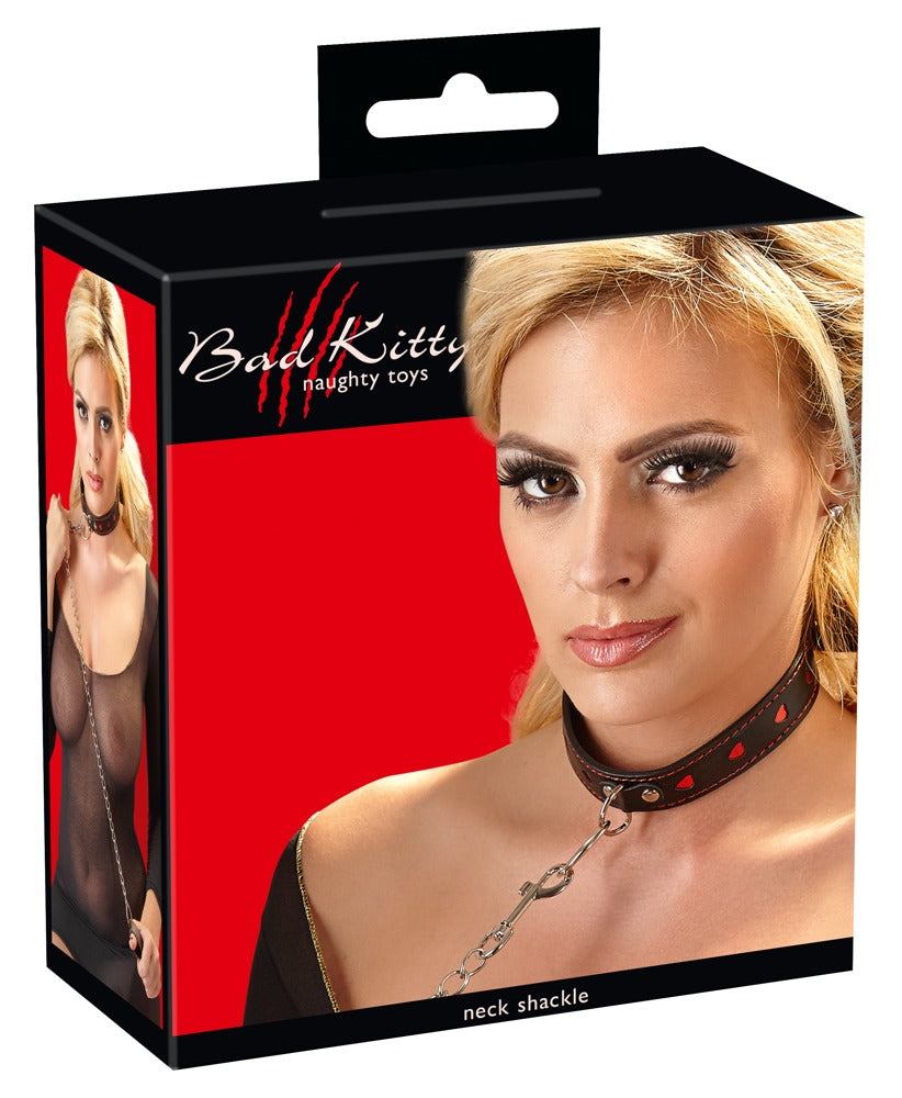Bad Kitty - Bondage-Halsfessel mit Herzdesign mit Kettenleine