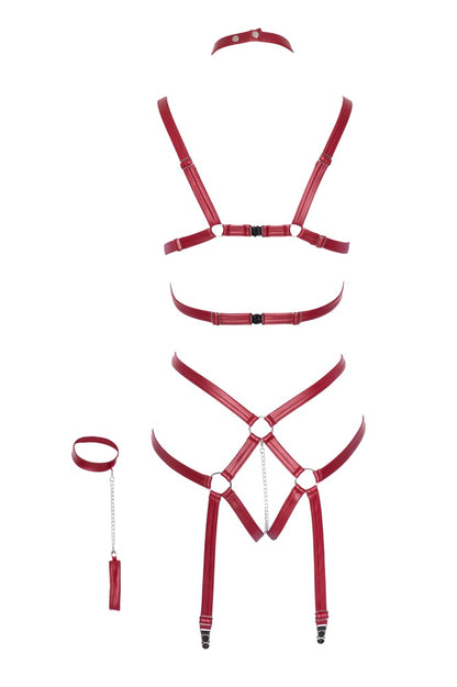 Bad Kitty - Elastischer Bondage-Body im dunkelroten Mattlook