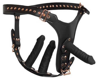 Bad Kitty - Strap-on-String mit drei integrierten Dildos