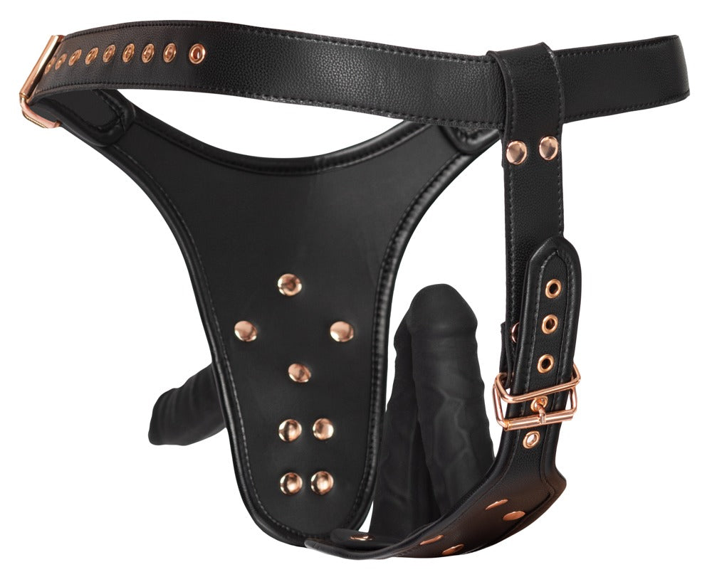 Bad Kitty - Strap-on-String mit drei integrierten Dildos
