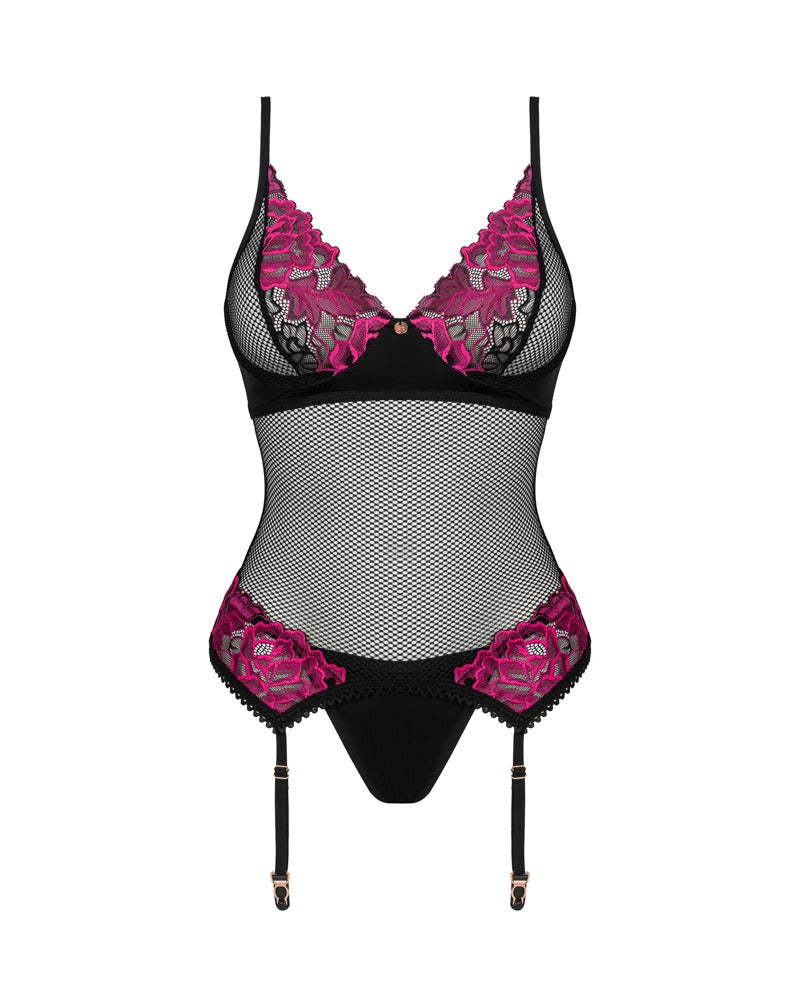 Obsessive - Set Rosenty - Strapshemd und String im Set