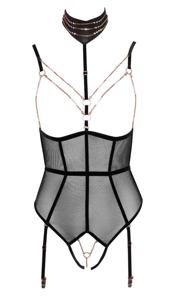 Abierta Fina - Body ouvert mit abnehmbaren Strapsen