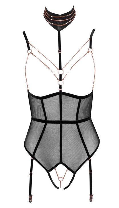Abierta Fina - Body ouvert mit abnehmbaren Strapsen