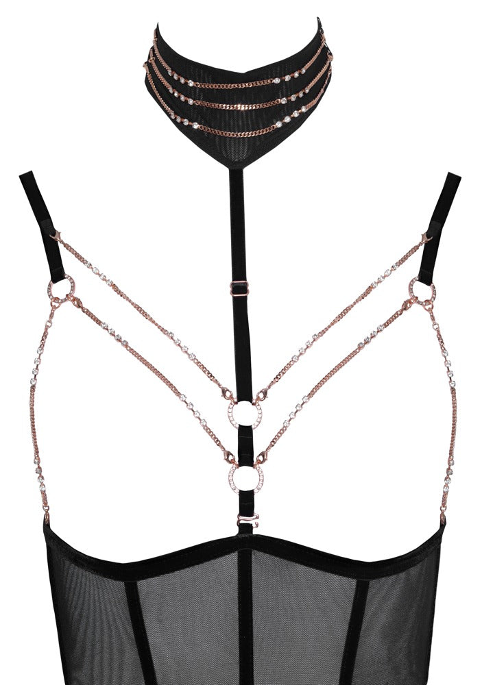 Abierta Fina - Body ouvert mit abnehmbaren Strapsen