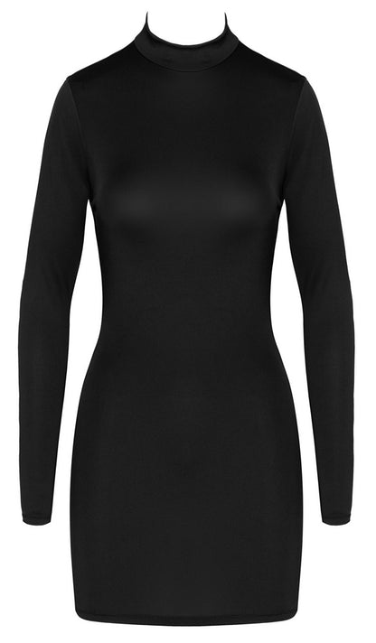 Enges tailliertes Langarm-Minikleid mit großem Rückenausschnitt