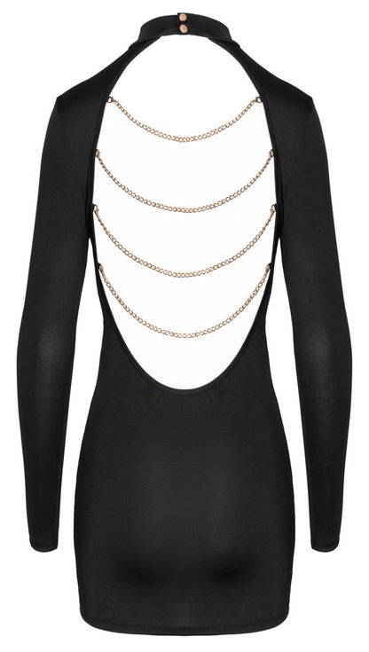 Enges tailliertes Langarm-Minikleid mit großem Rückenausschnitt