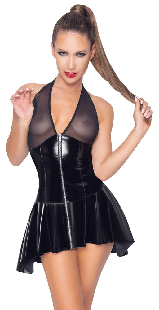 Black Level - Lackkleid - Mini-Kleid mit Netz
