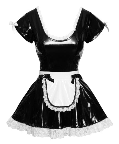 Black Level - Lack Servierkleid mit Schürze