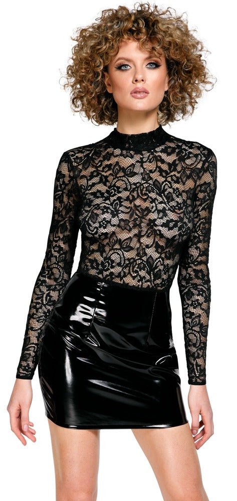 Black Level - Spitze & Lack Minikleid