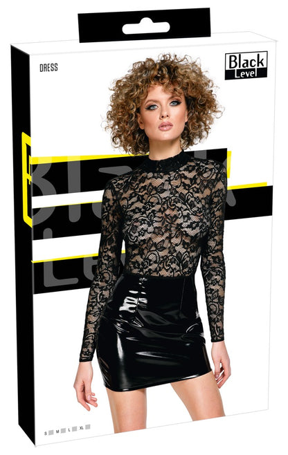 Black Level - Spitze & Lack Minikleid