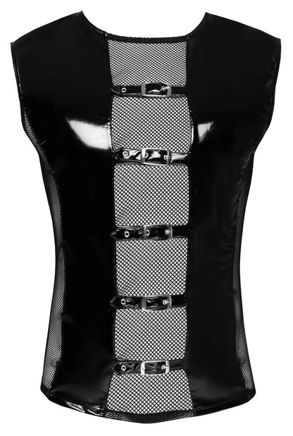 Black Level - Lackshirt - ärmelloses Shirt mit Netz und Schnallen