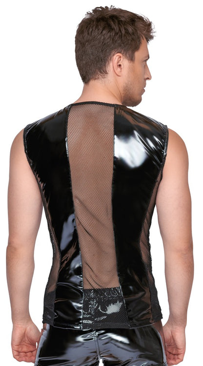 Black Level - Lackshirt - ärmelloses Shirt mit Netz und Schnallen