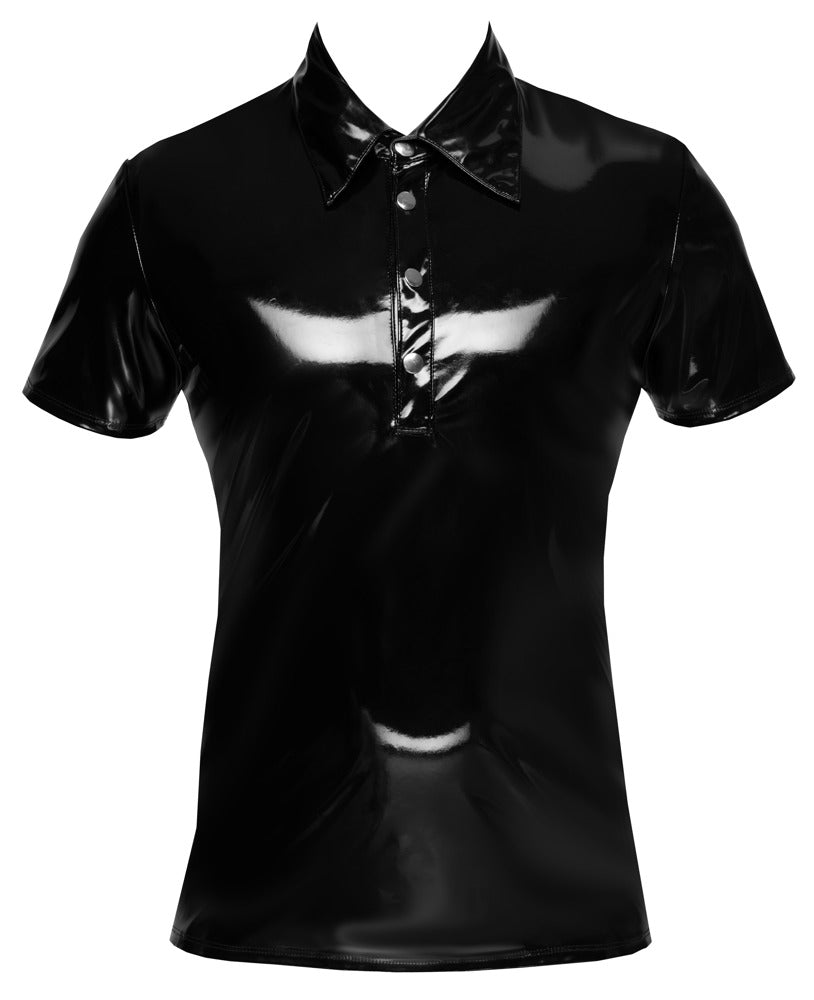 Black Level - Lackpoloshirt - körperbetontes Polo im Glanzlook