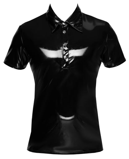 Black Level - Lackpoloshirt - körperbetontes Polo im Glanzlook