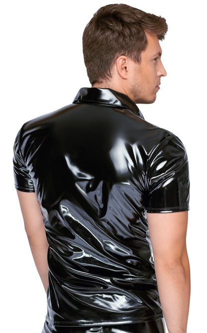 Black Level - Lackpoloshirt - körperbetontes Polo im Glanzlook