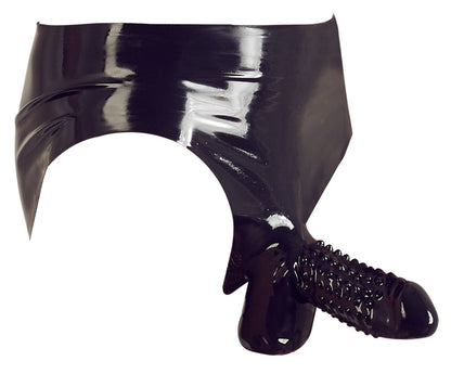 Late X - Latex Herren Slip mit genoppter Penishülle