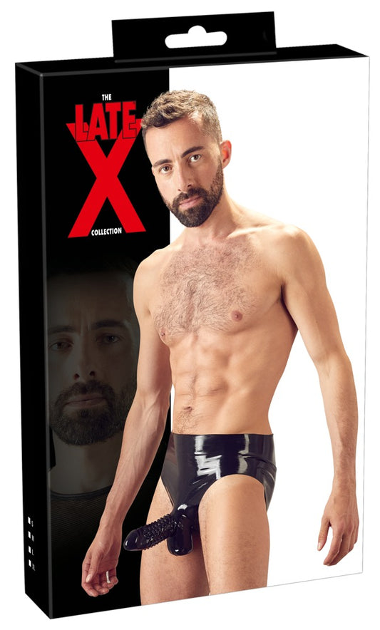 Late X - Latex Herren Slip mit genoppter Penishülle