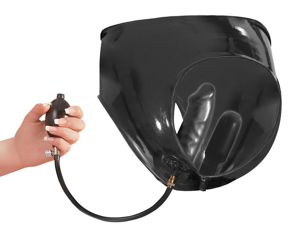 Late X - Slip aus Latex mit Pumpdildo