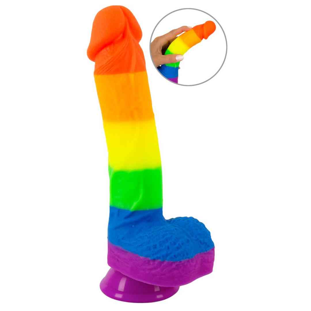 Naturdildo in Regenbogenfarben