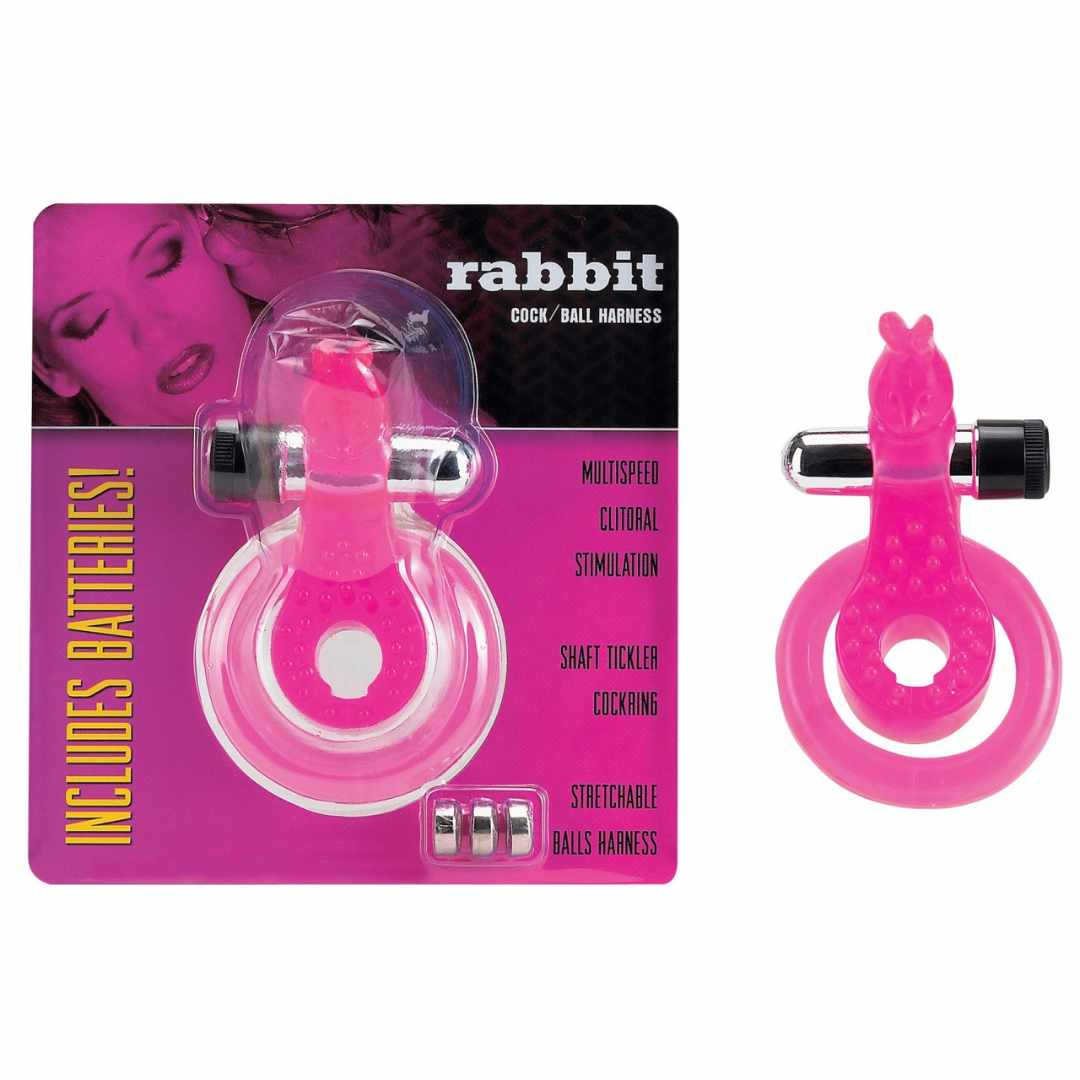 Cock & Ball Harness Rabbit pink