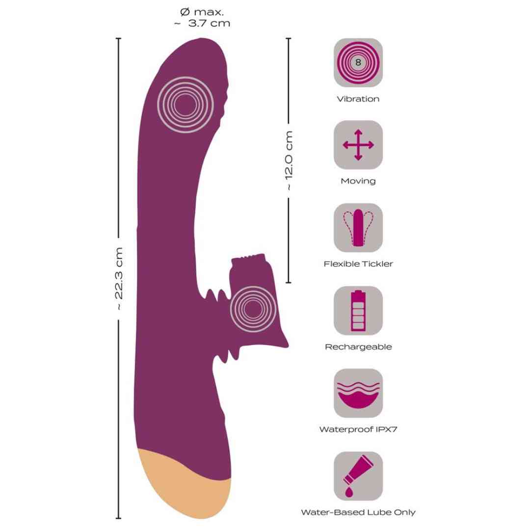  handliche 2 Function Vibrator with Moving Clitoris Tickler 