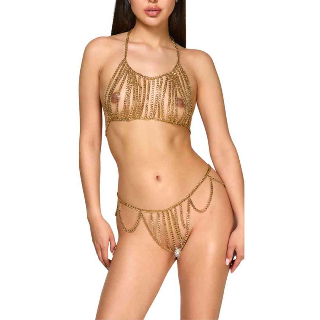 Goldfarbener Ketten-Bikini
