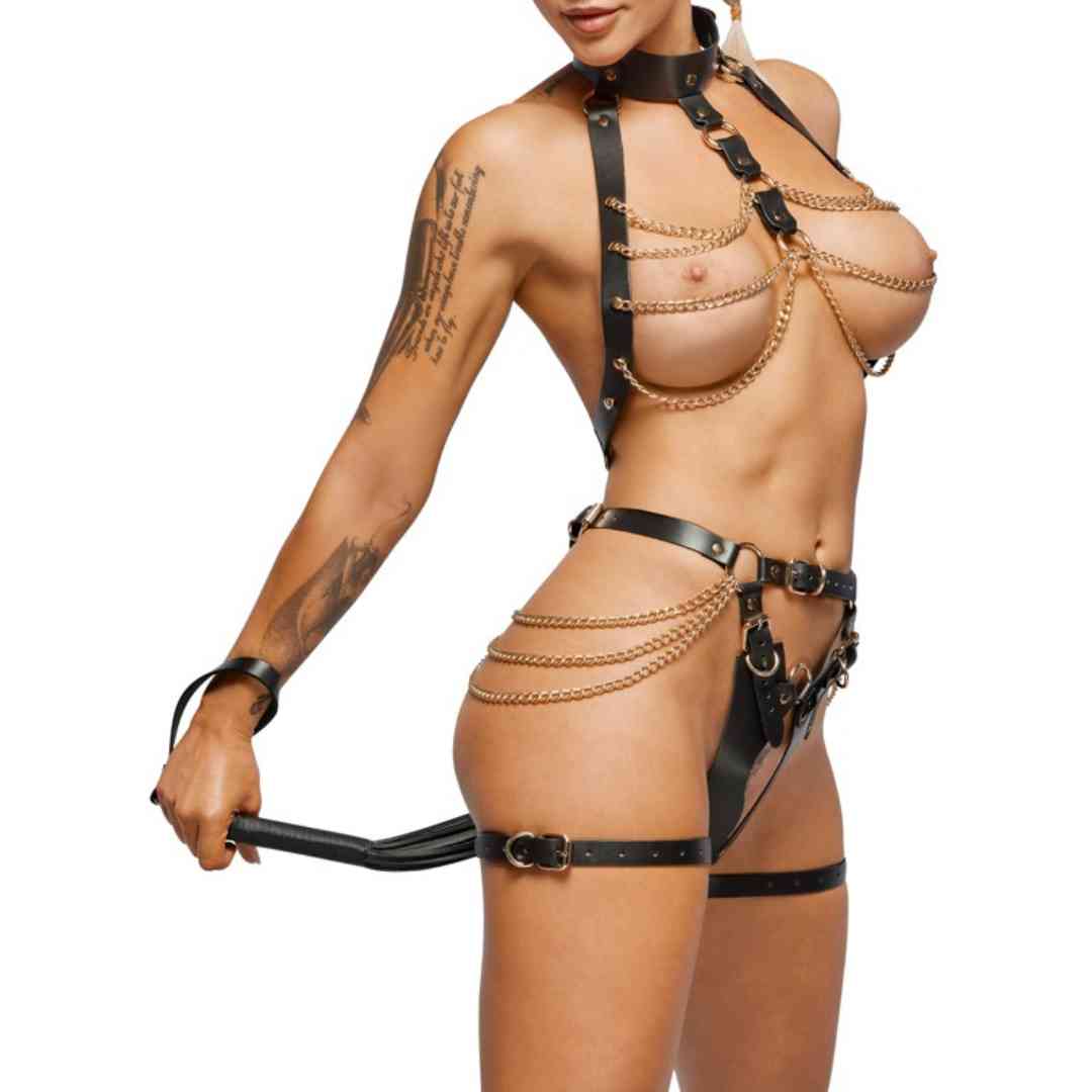 2-teiliges Harness-Set aus Leder