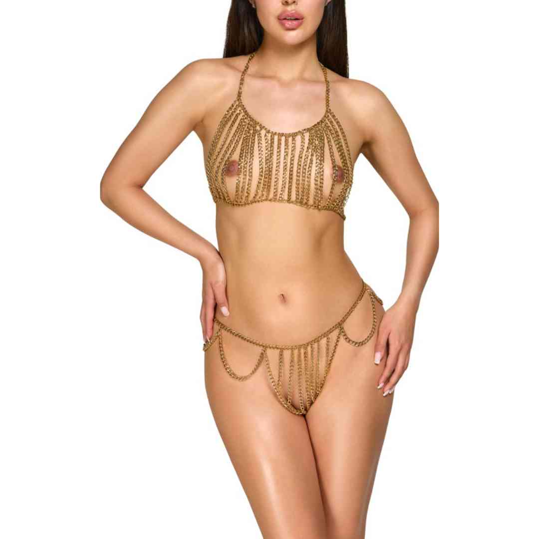 Goldfarbener Ketten-Bikini
