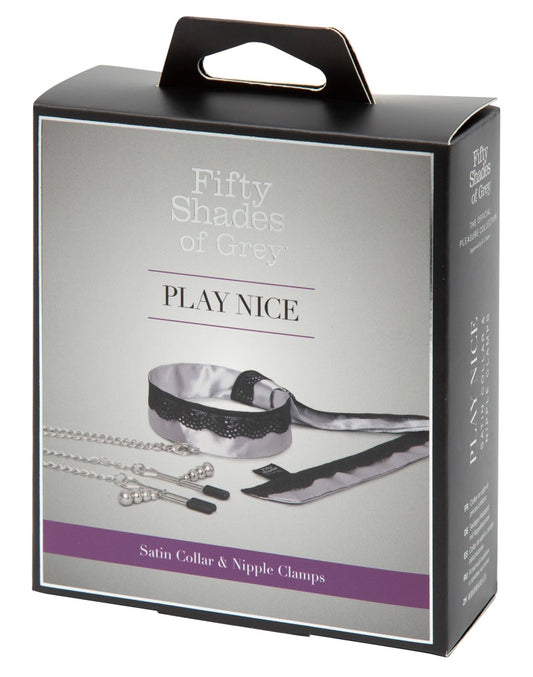 Fifty Shades of Grey - Play Nice - Satin Collar & Nippel-Klemmen