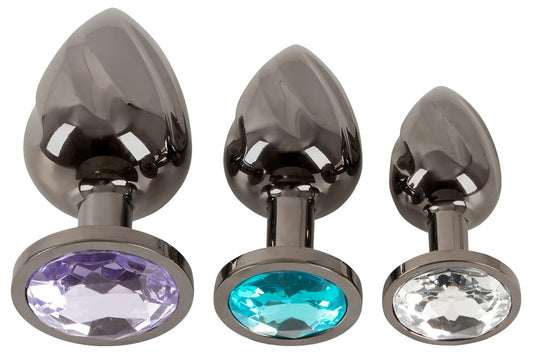 ANOS - Analplug-Set aus Metall mit Schmucksteinen