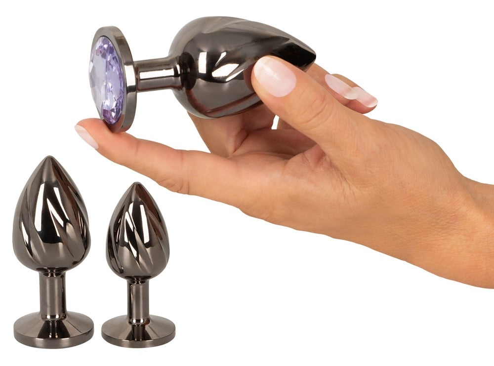 ANOS - Analplug-Set aus Metall mit Schmucksteinen