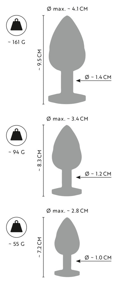ANOS - Analplug-Set aus Metall mit Schmucksteinen
